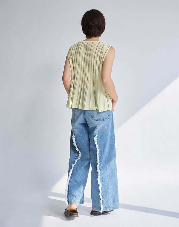 
                  
                    Load image into Gallery viewer, ペーパーヤーンストライプニット / BEH13009WA
                  
                