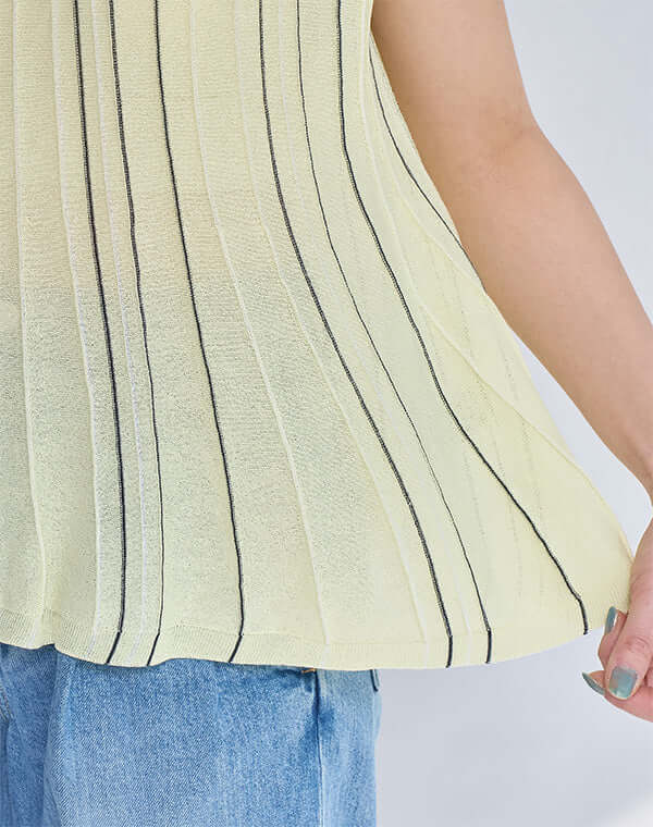 
                  
                    Load image into Gallery viewer, ペーパーヤーンストライプニット / BEH13009WA
                  
                