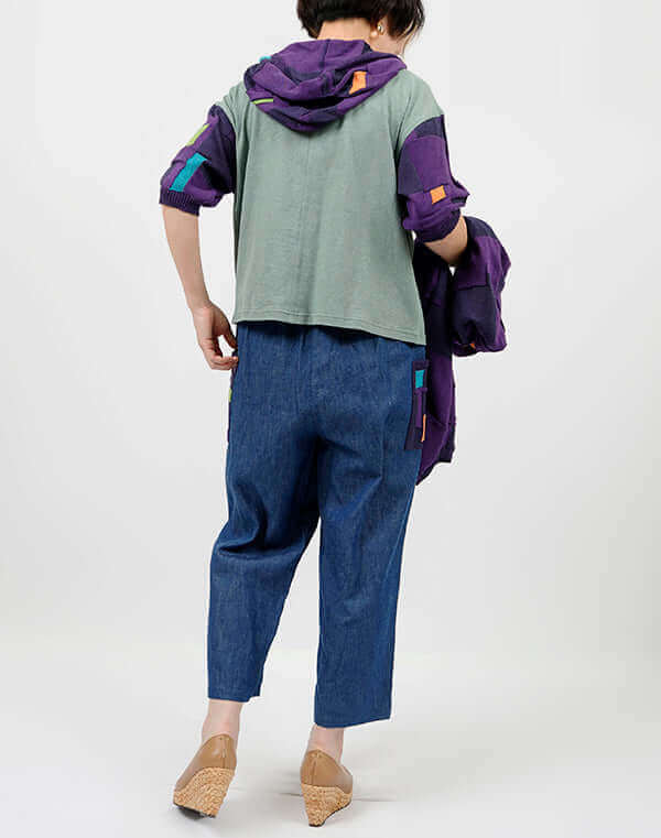 
                  
                    Load image into Gallery viewer, 綿麻ジャージーニットドッキングプルオーバー / BEH07069WA
                  
                