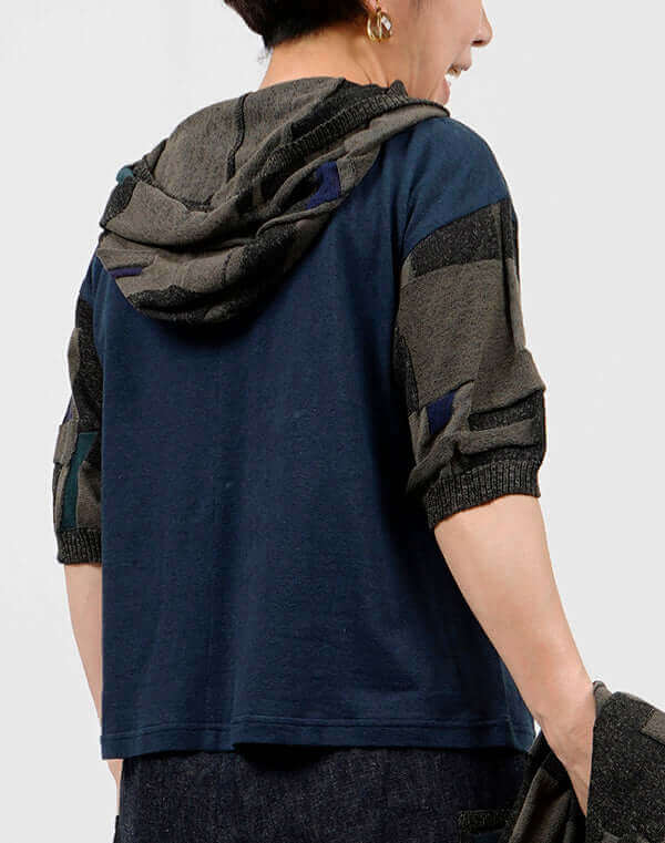 
                  
                    Load image into Gallery viewer, 綿麻ジャージーニットドッキングプルオーバー / BEH07069WA
                  
                