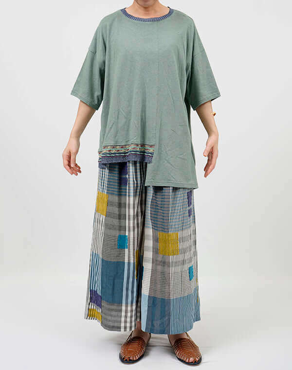 
                  
                    Load image into Gallery viewer, 綿麻ジャージーアシンメトリーチュニック / BEH07071WA
                  
                