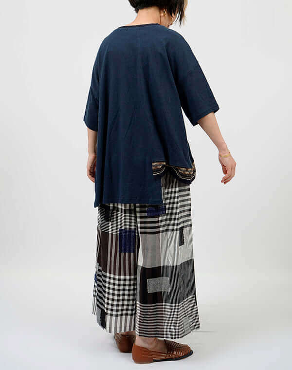 
                  
                    Load image into Gallery viewer, 綿麻ジャージーアシンメトリーチュニック / BEH07071WA
                  
                