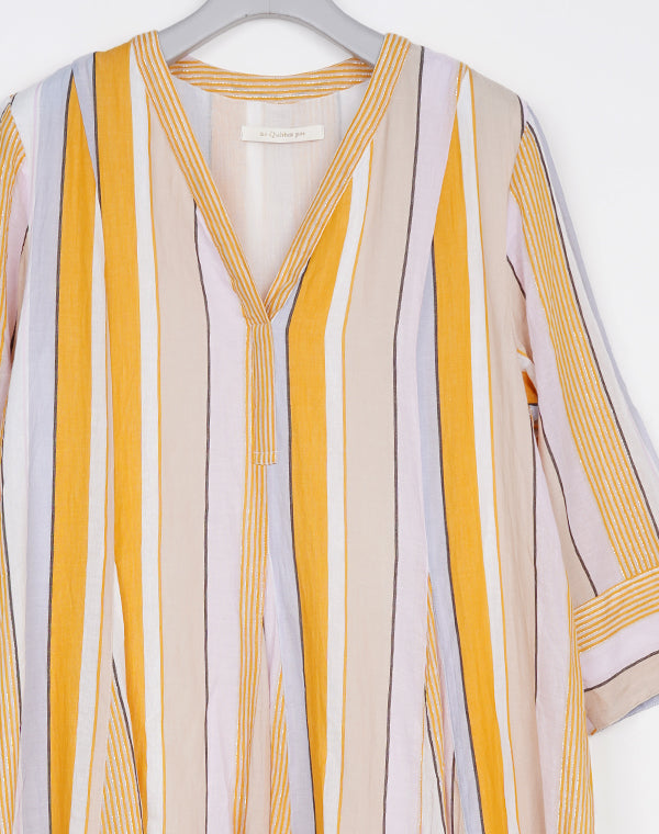 
                  
                    Load image into Gallery viewer, Cotton Voile Stripe Panel Dress / 303237252002
                  
                