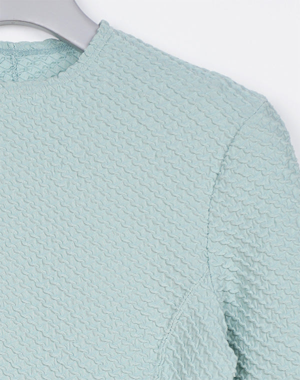 
                  
                    Load image into Gallery viewer, Shirring Jersey Jacquard Short Sleeve Top / 301165252004
                  
                