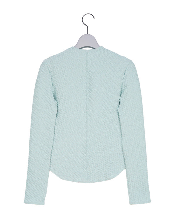 
                  
                    Load image into Gallery viewer, Shirring Jersey Jacquard Long Sleeve Top / 301165252003
                  
                