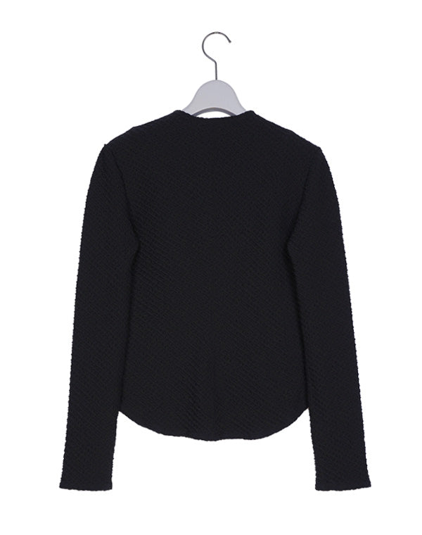 
                  
                    Load image into Gallery viewer, Shirring Jersey Jacquard Long Sleeve Top / 301165252003
                  
                