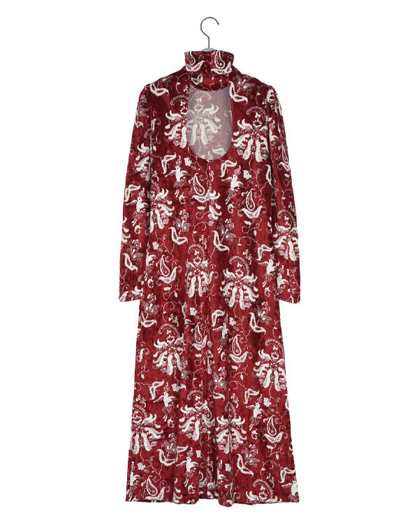 
                  
                    Load image into Gallery viewer, Velour Jersey High Neck Dress / 303165252004
                  
                