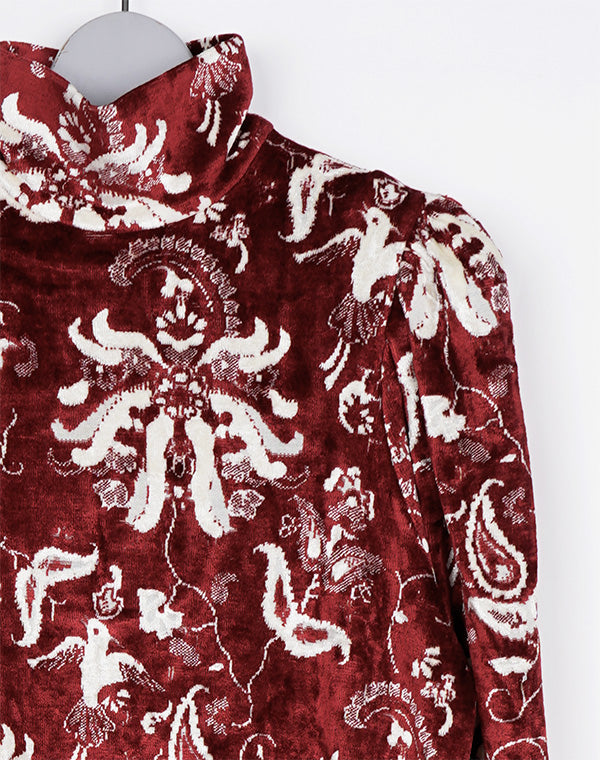 
                  
                    Load image into Gallery viewer, Velour Jersey High Neck Dress / 303165252004
                  
                