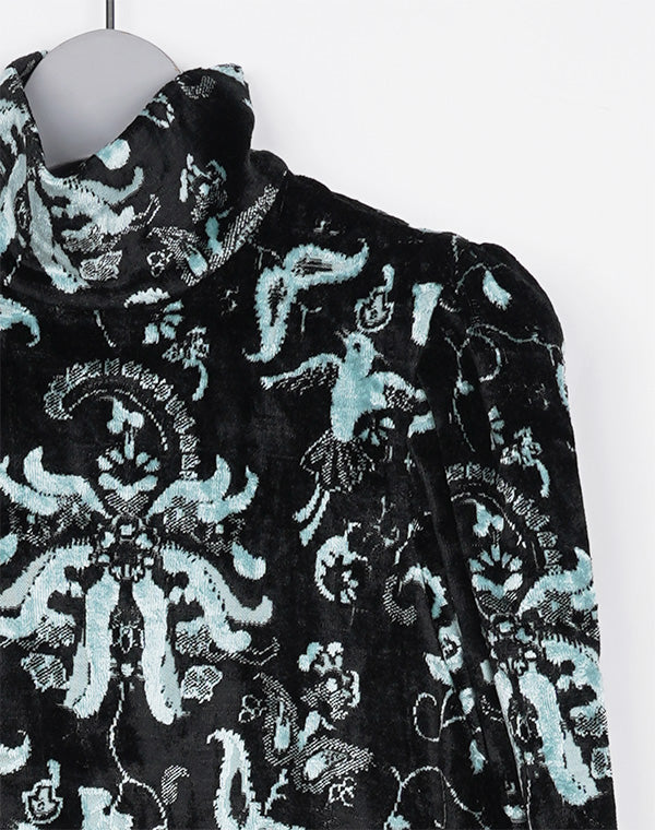 
                  
                    Load image into Gallery viewer, Velour Jersey High Neck Dress / 303165252004
                  
                