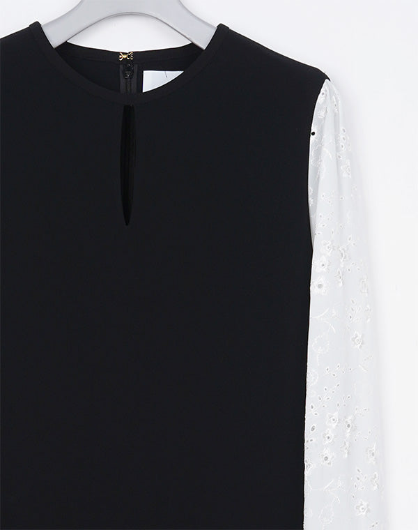 
                  
                    Load image into Gallery viewer, Triacetate Georgette Floral Embroidery Sleeve Classic Dress / 303165252005
                  
                