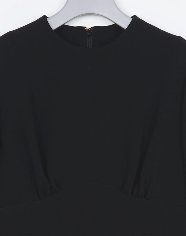 
                  
                    Load image into Gallery viewer, Triacetate Georgette Embroidered Cuffs I-Line Dress / 303165252006
                  
                