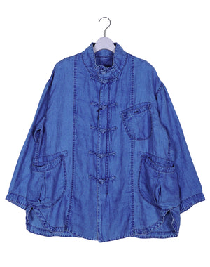 
                  
                    Load image into Gallery viewer, INDIGO LINEN CHINESE JACKET / 313861231006
                  
                