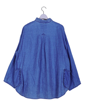 
                  
                    Load image into Gallery viewer, INDIGO LINEN SHIRT JACKET / 313861231005
                  
                