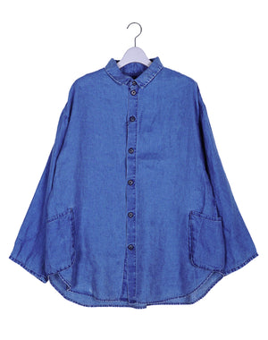 
                  
                    Load image into Gallery viewer, INDIGO LINEN SHIRT JACKET / 313861231005
                  
                