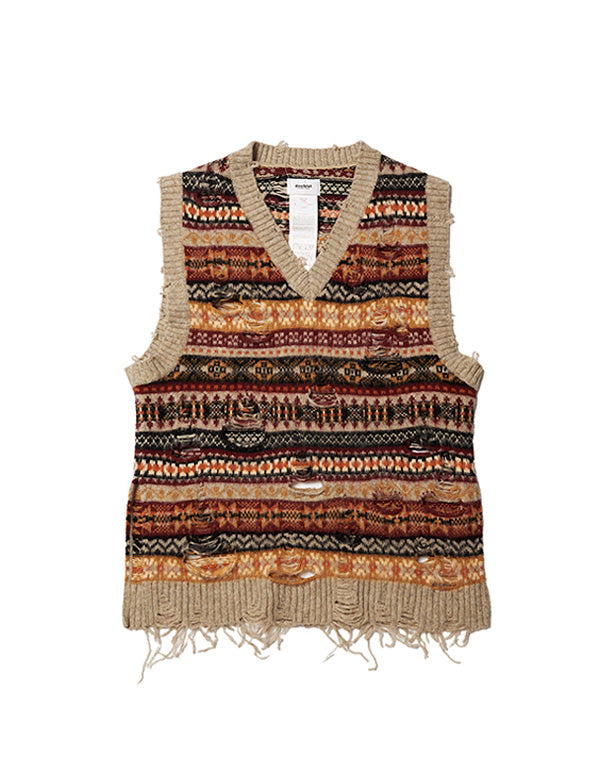 
                  
                    Load image into Gallery viewer, OVERSIZED FAIR-ISLE VEST / 310175242001
                  
                