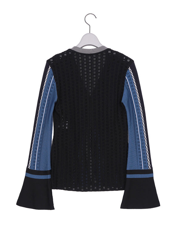 
                  
                    Load image into Gallery viewer, Geometric Pattern Knitted Cardigan / 308165252001
                  
                