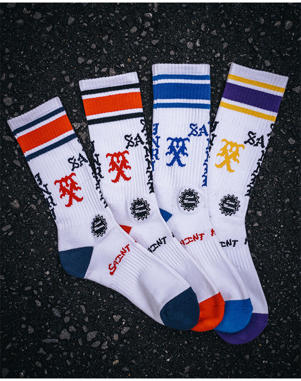 
                  
                    Load image into Gallery viewer, SM-HR1-0000-108/SOCKS/SINNER/WHITE+RED+BLUE / 336231252005
                  
                