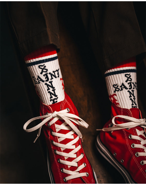 
                  
                    Load image into Gallery viewer, SM-HR1-0000-107SOCKS/SINNER/WHITE+RED / 336231252004
                  
                