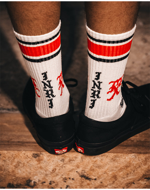 
                  
                    Load image into Gallery viewer, SM-HR1-0000-107SOCKS/SINNER/WHITE+RED / 336231252004
                  
                