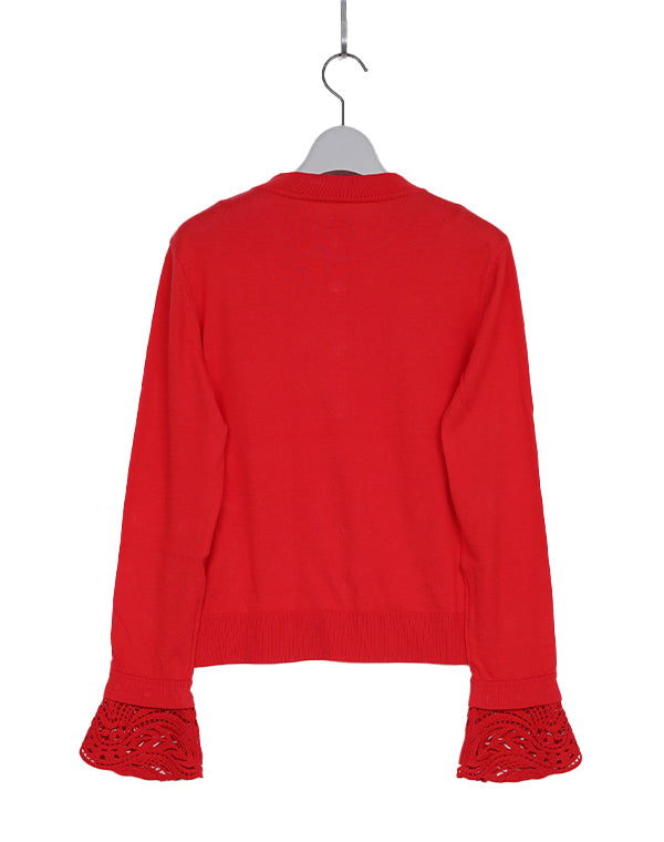 
                  
                    Load image into Gallery viewer, Detachable Embroidery Cuff Knitted Cardigan / 308165252002
                  
                