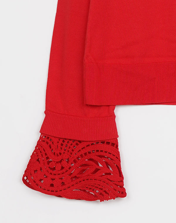 
                  
                    Load image into Gallery viewer, Detachable Embroidery Cuff Knitted Cardigan / 308165252002
                  
                