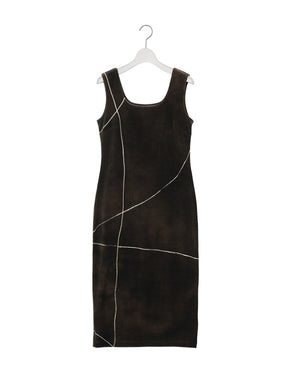 
                  
                    Load image into Gallery viewer, &amp;quot;Kintsugi&amp;quot; Velour Jersey Square Neck Sleeveless Dress / 303165242006
                  
                