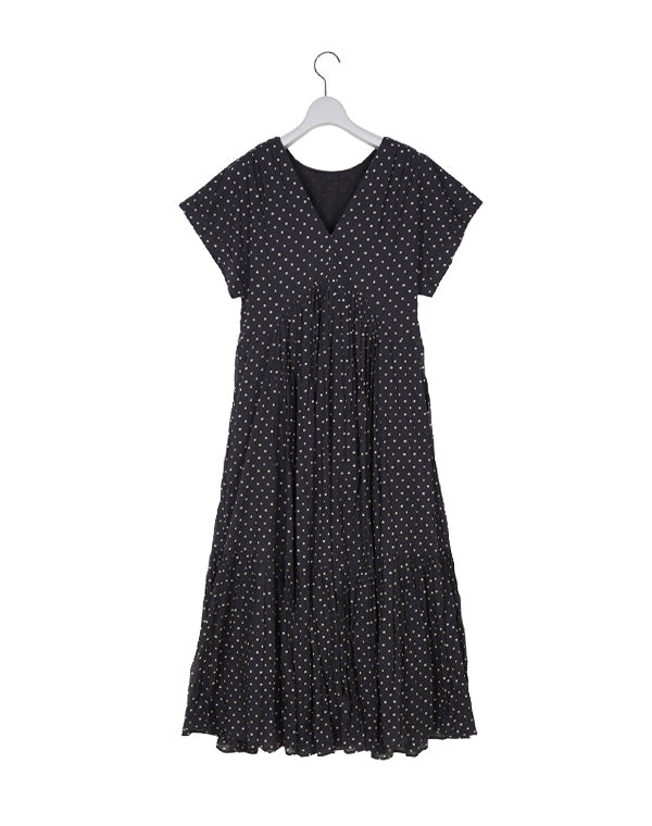 
                  
                    Load image into Gallery viewer, COTTON VOILE DOT PRINT SLEEVELESS DRESS / 303237241004
                  
                