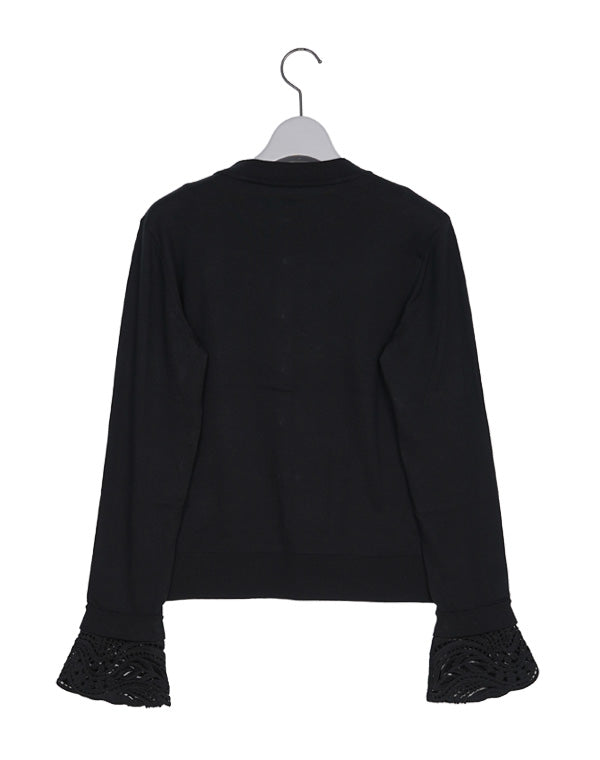 
                  
                    Load image into Gallery viewer, Detachable Embroidery Cuff Knitted Cardigan / 308165252002
                  
                