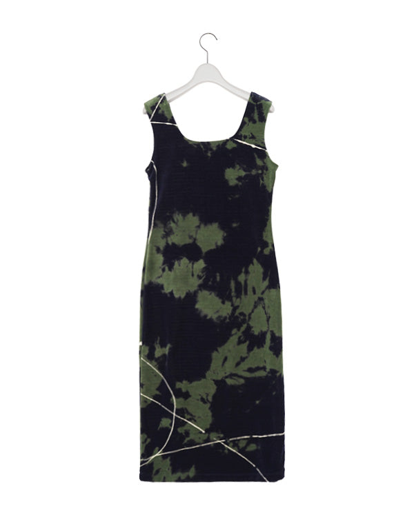 
                  
                    Load image into Gallery viewer, &amp;quot;Kintsugi&amp;quot; Velour Jersey Square Neck Sleeveless Dress / 303165242006
                  
                