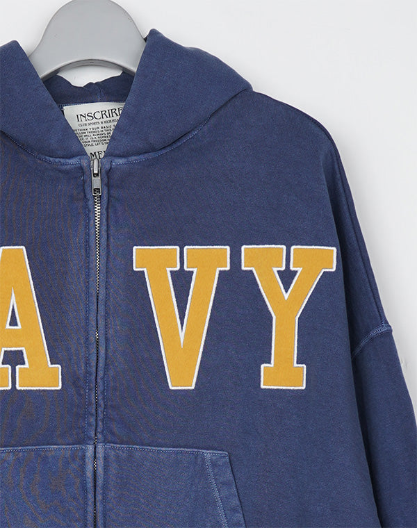 
                  
                    Load image into Gallery viewer, Navy Zip Hoodie / 306342252001
                  
                