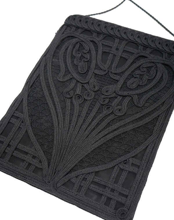 
                  
                    Load image into Gallery viewer, Cording Embroidery Pouch With Leather Strap / 335165242003
                  
                