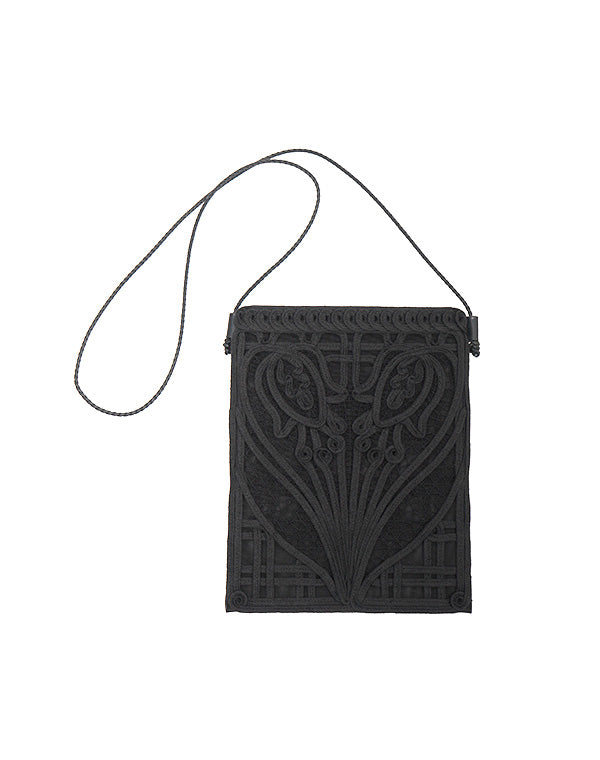 
                  
                    Load image into Gallery viewer, Cording Embroidery Pouch With Leather Strap / 335165241004
                  
                