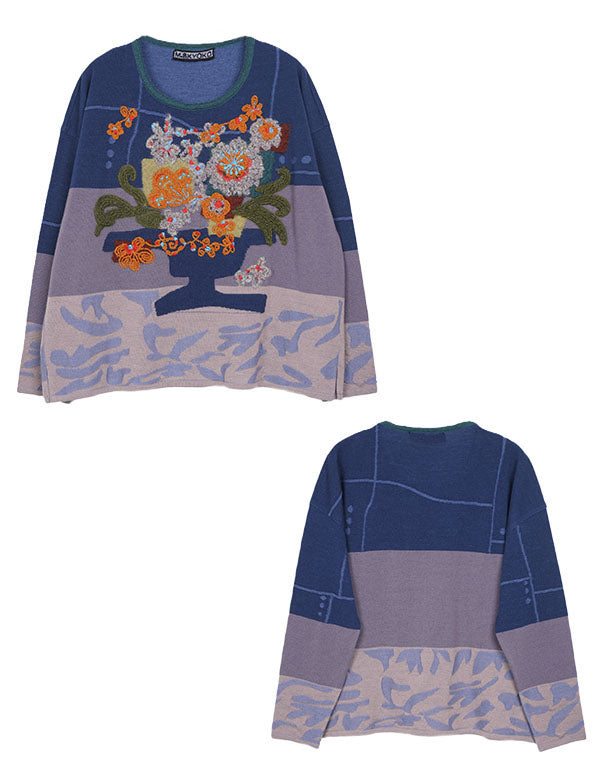 
                  
                    Load image into Gallery viewer, フラワーベース刺繍プルオーバー / BEA01414WA
                  
                