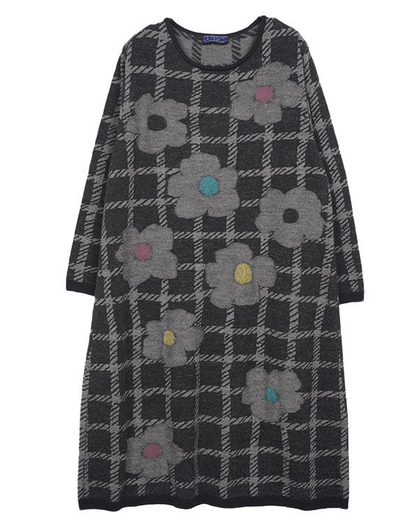 
                  
                    Load image into Gallery viewer, チェックフラワー圧縮ワンピース / BEA01422WA
                  
                