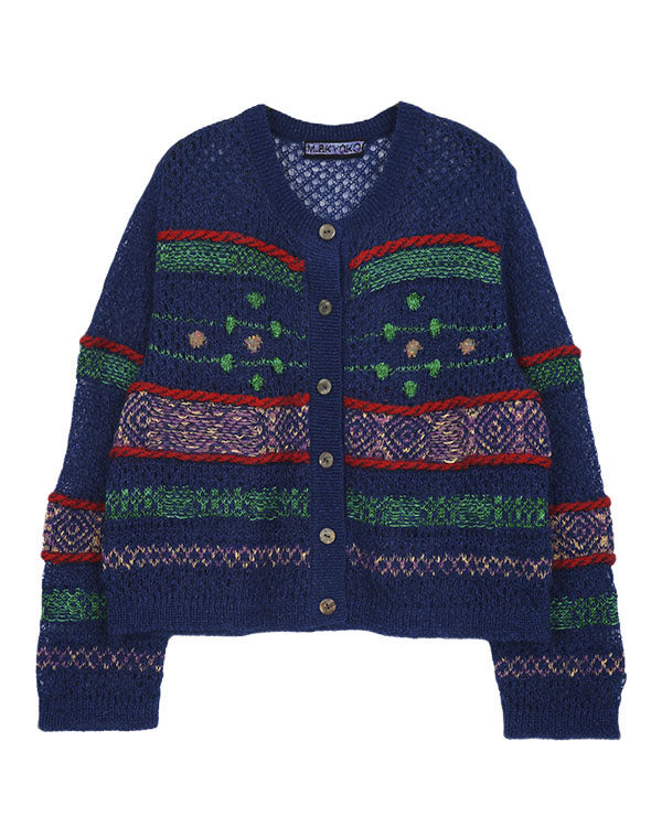 
                  
                    Load image into Gallery viewer, モヘアメッシュジャカードカーディガン / BEA01446WA
                  
                