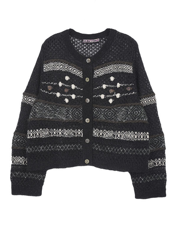 
                  
                    Load image into Gallery viewer, モヘアメッシュジャカードカーディガン / BEA01446WA
                  
                