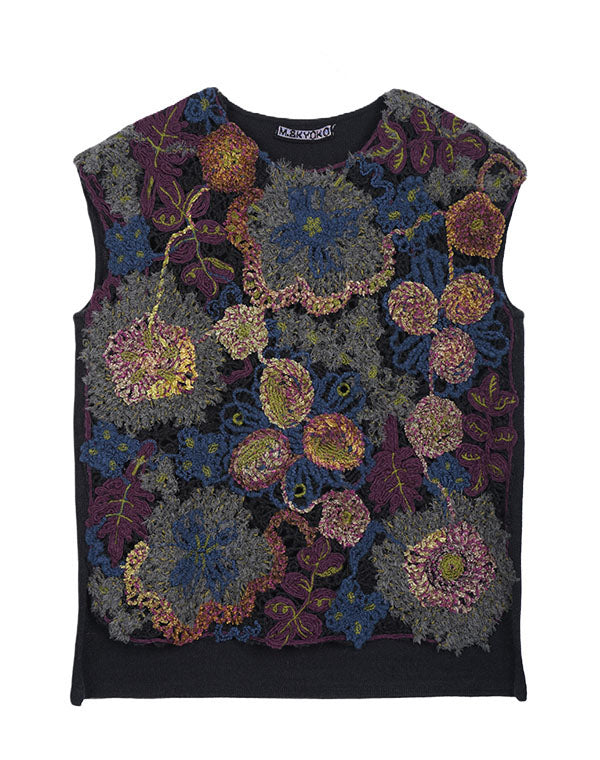 
                  
                    Load image into Gallery viewer, ニットドッキング花々刺繍ベスト / BEA01455WA
                  
                