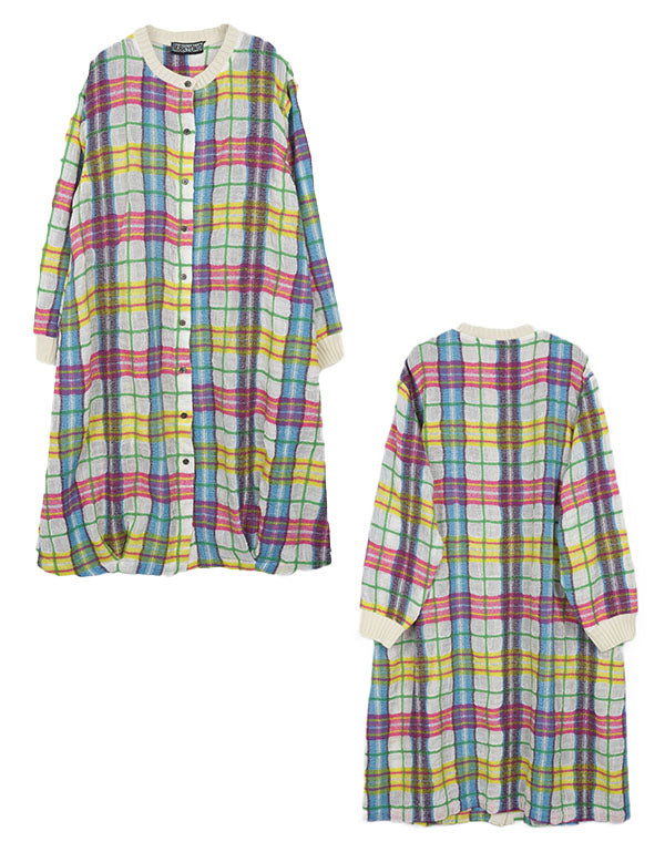 
                  
                    Load image into Gallery viewer, カラフルチェック前開きワンピース / BEA01471WA
                  
                