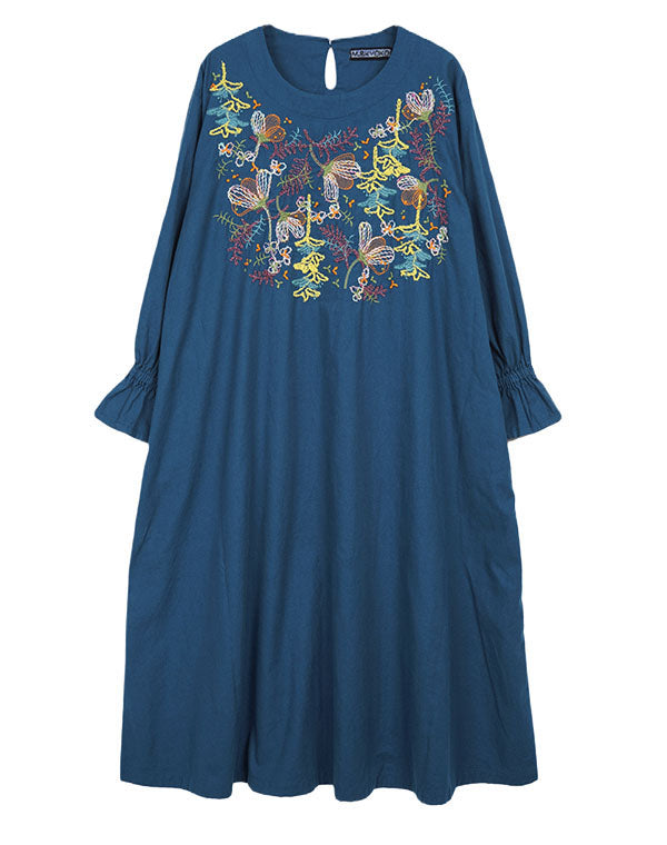 
                  
                    Load image into Gallery viewer, 起毛コットン花刺繍ワンピース / BEA01500WA
                  
                