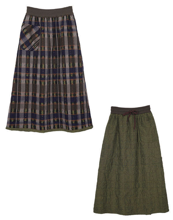 
                  
                    Load image into Gallery viewer, 穴あきチェック柄リバーシブルロングスカート / BEA07449WA
                  
                