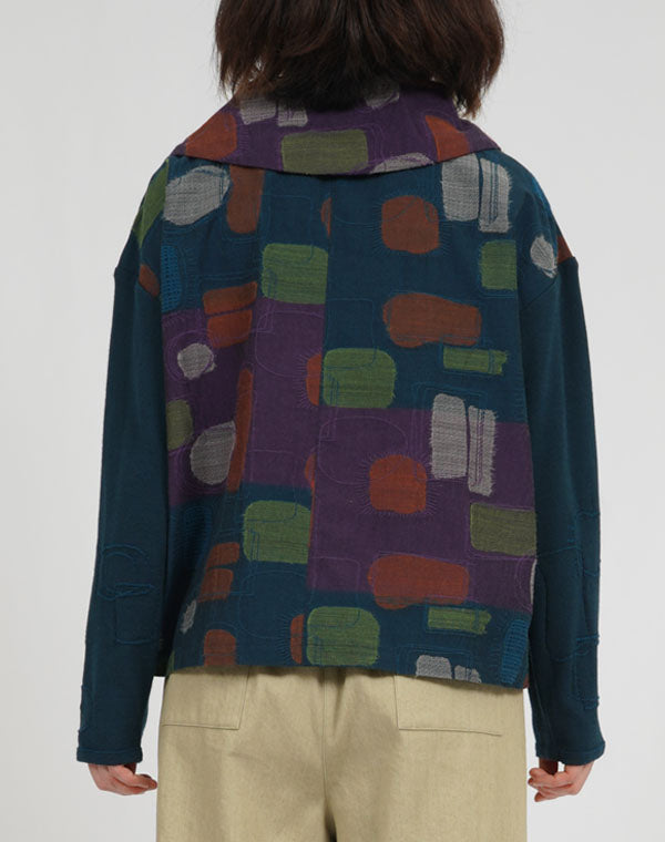 
                  
                    Load image into Gallery viewer, ジオメトリー柄ニットスリーブブラウス / BEA07451WA
                  
                