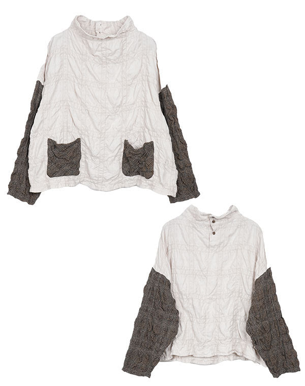 
                  
                    Load image into Gallery viewer, チェックコンビネーションワイドブラウス / BEA07465WA
                  
                