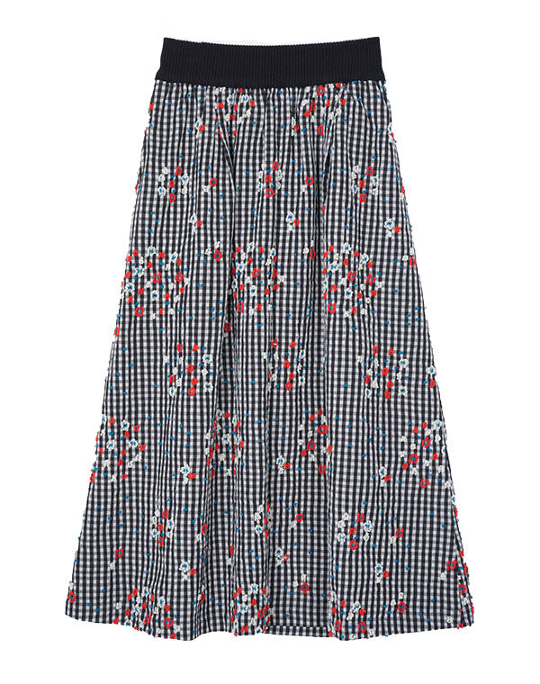 
                  
                    Load image into Gallery viewer, 寄せ植えチェックギャザースカート / BEF01670WA
                  
                