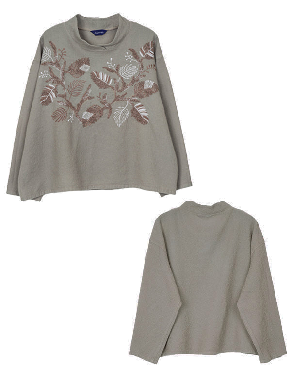 
                  
                    Load image into Gallery viewer, 製品染めリーフ柄刺繍入りブラウス / BEF07657WA
                  
                