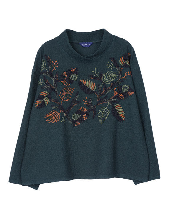 
                  
                    Load image into Gallery viewer, 製品染めリーフ柄刺繍入りブラウス / BEF07657WA
                  
                