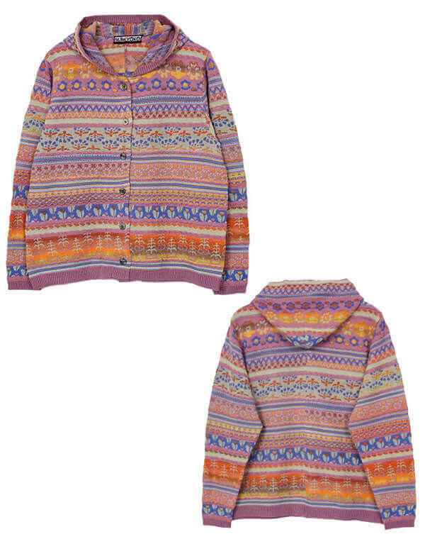 
                  
                    Load image into Gallery viewer, 花畑ジャカードフーディーカーディガン / BEH01004WA
                  
                