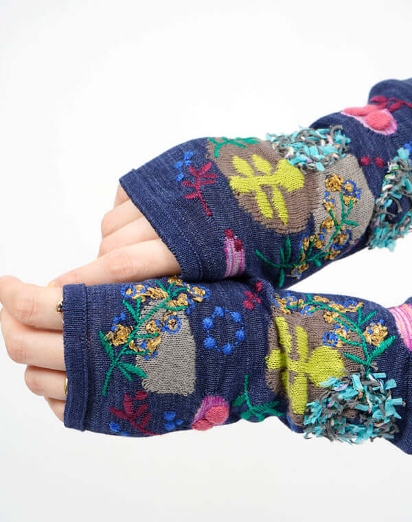 
                  
                    Load image into Gallery viewer, あわ刺繍アームカバー / BEH01017WA
                  
                