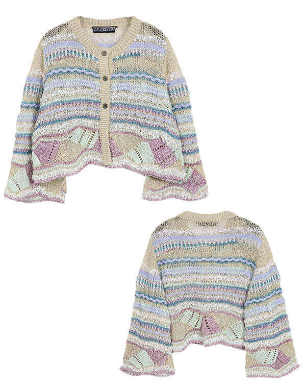 
                  
                    Load image into Gallery viewer, ウェーブレースニットカーディガン / BEH01041WA
                  
                