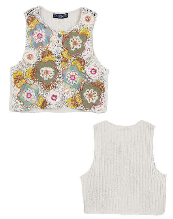 フラワーパッチ刺繍ベスト / BEH01047WA