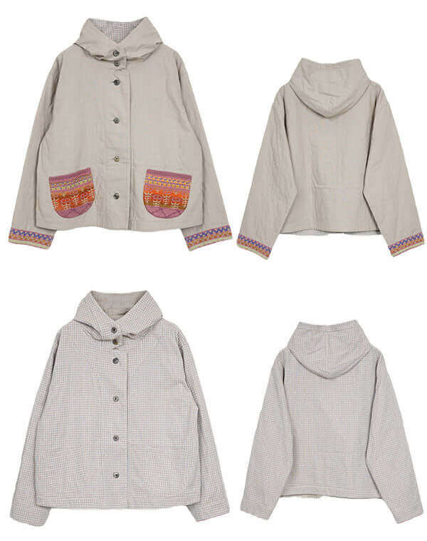 
                  
                    Load image into Gallery viewer, 綿麻リバーシブルフーディージャケット / BEH01054WA
                  
                